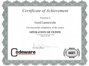 Certificate Codeware Operation of FEPIPE Gerd-Lannewehr